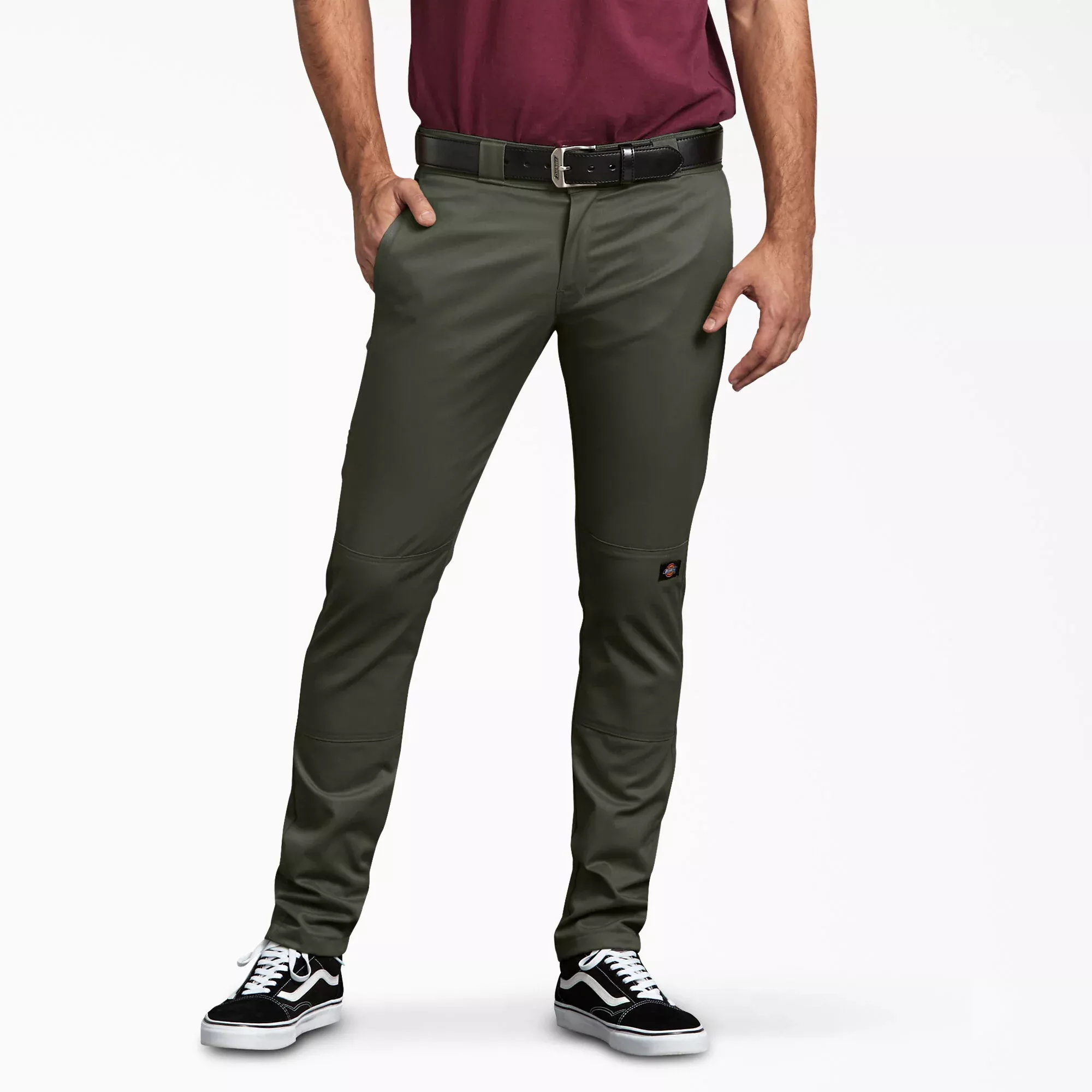 Dickies Skinny Fit Double Knee Work Pants - Olive Green DWP811