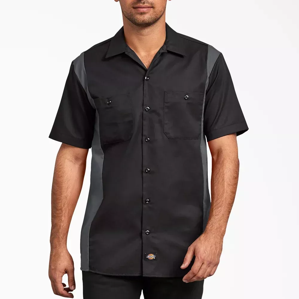 Dickies Two-Tone Short Sleeve Work Shirt- Black/Charcoal Gray -DWS508