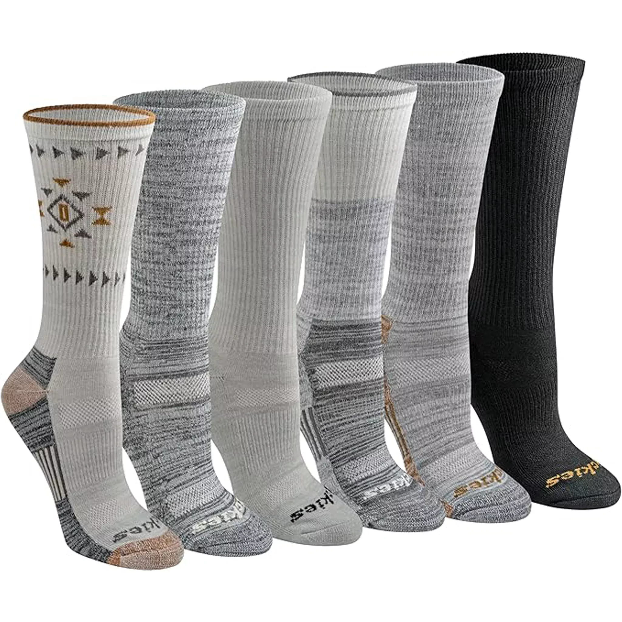 Dickies Women's 6 Packs Dri-Tech Moisture Control Aztec Crew Socks, Sizes 6-9 ( I 61006 )