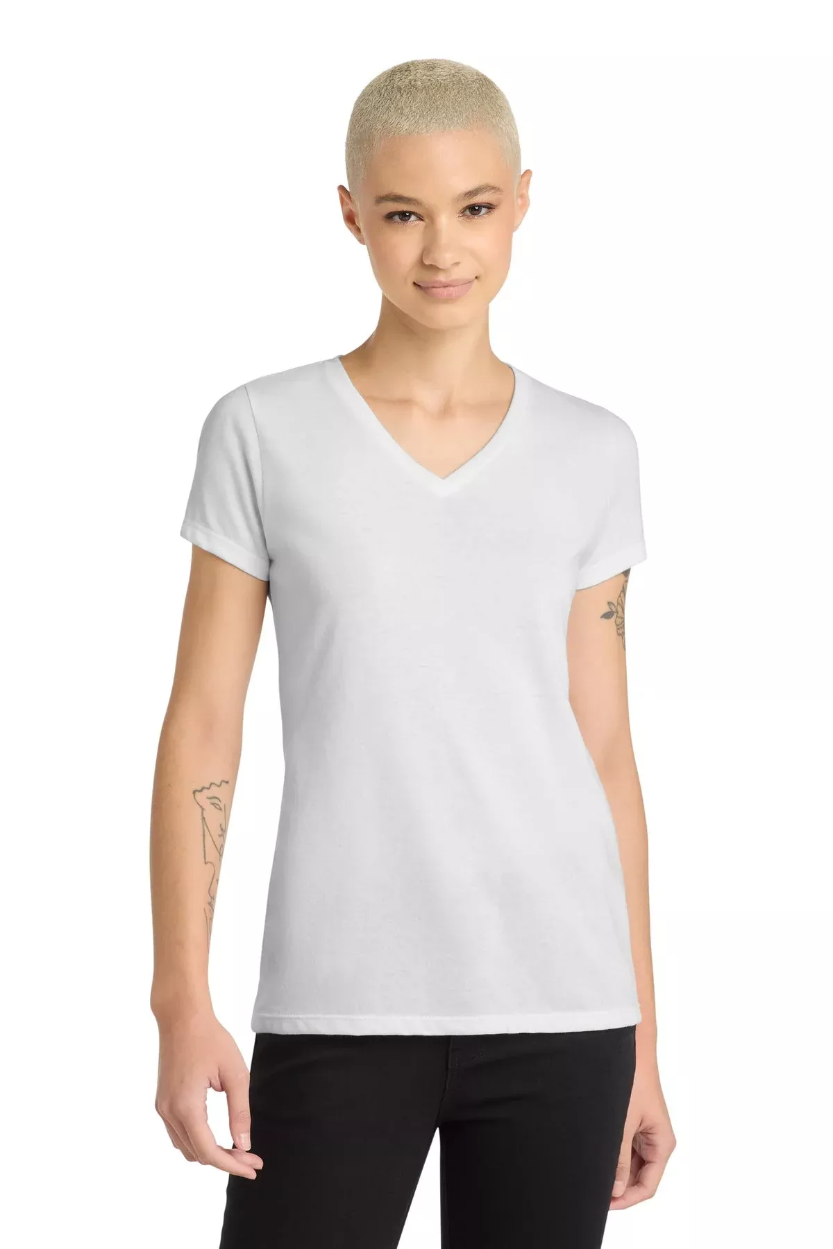 District DM1190L Women's Perfect Blend CVC V-Neck Tee