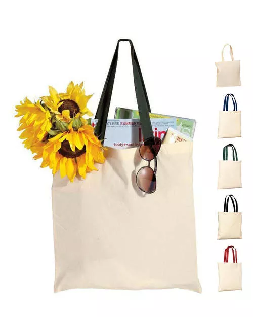 DTLA Print – Budget Friendly 100% Cotton Value Tote Bag with Contrast Handles