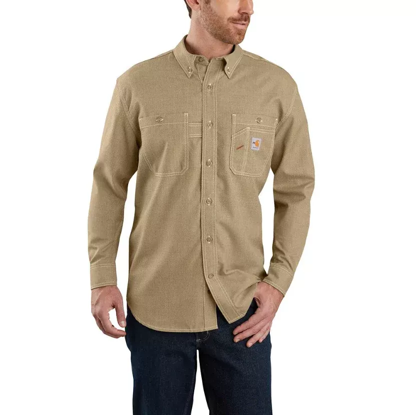 Flame-Resistant Carhartt Force Loose Fit Lightweight Long-Sleeve Button-Front Shirt - 104138
