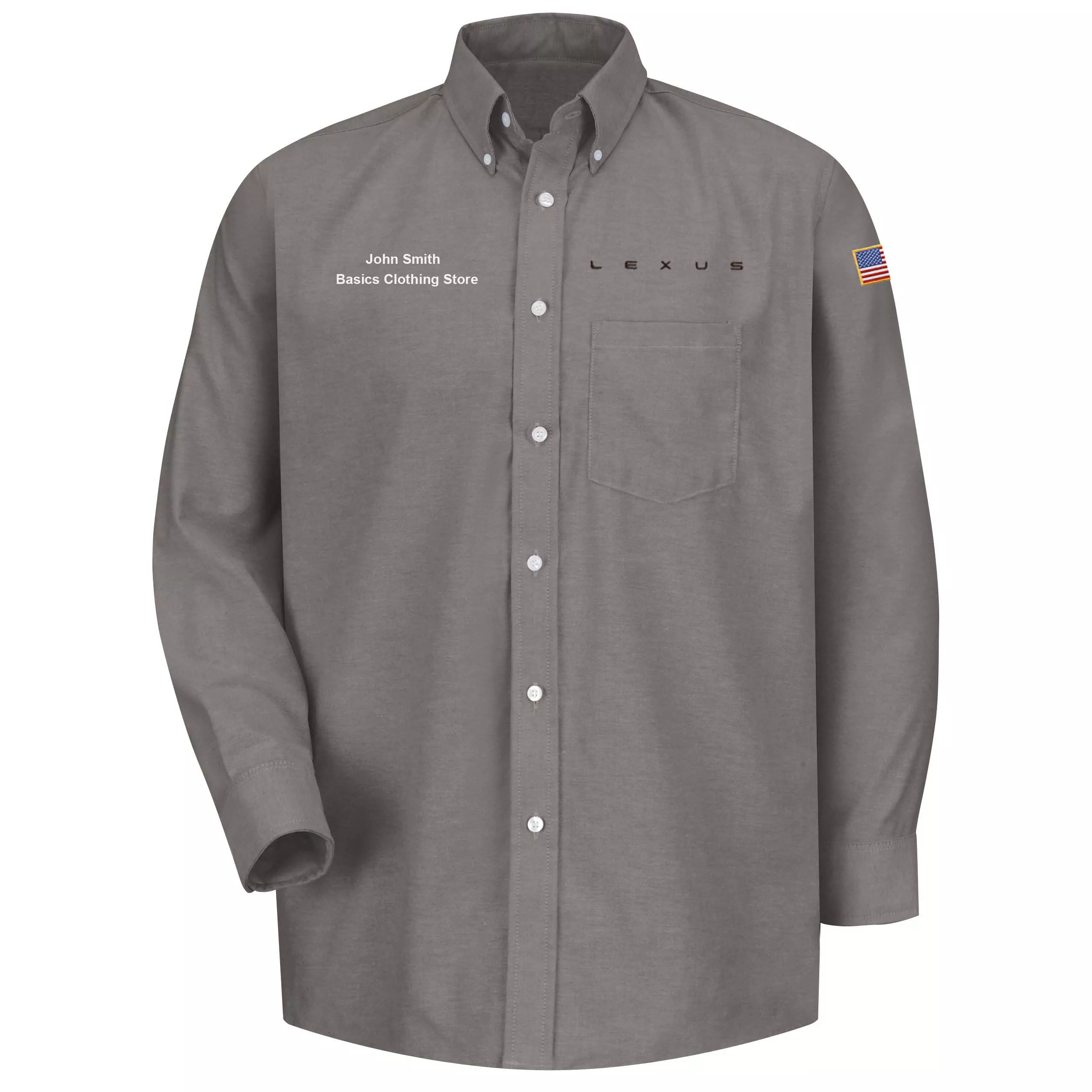 Lexus Mens Long Sleeve Executive Oxford Dress Shirt -Grey - 1390GY