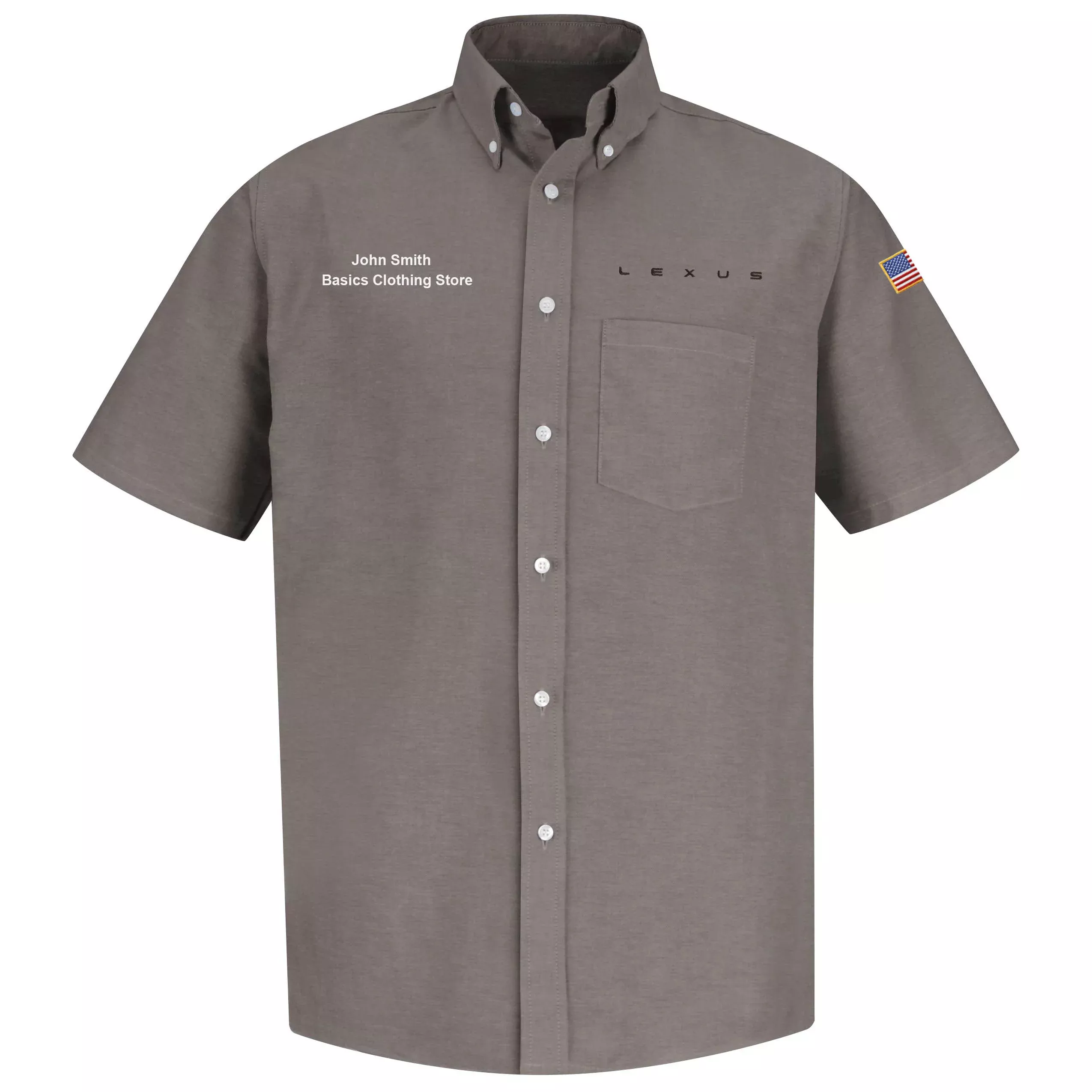 Lexus Mens Short Sleeve Executive Oxford Dress Shirt - Grey - 1393GY