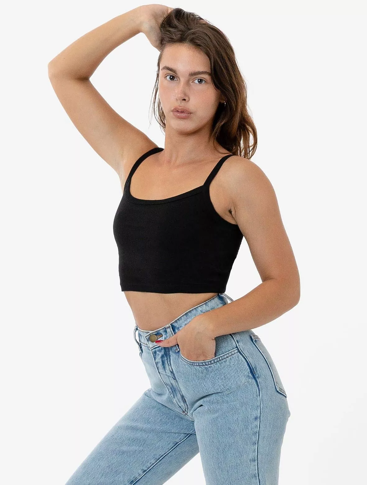Los Angeles Apparel – Baby Rib Spaghetti Crop Tank