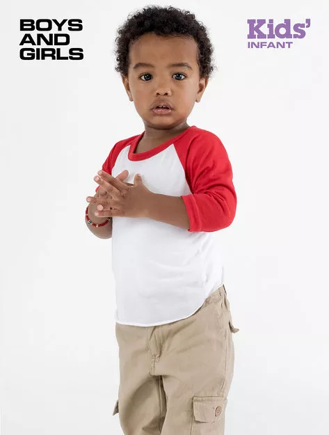 Los Angeles Apparel – Infant 3/4 Sleeve Poly Cotton Raglan