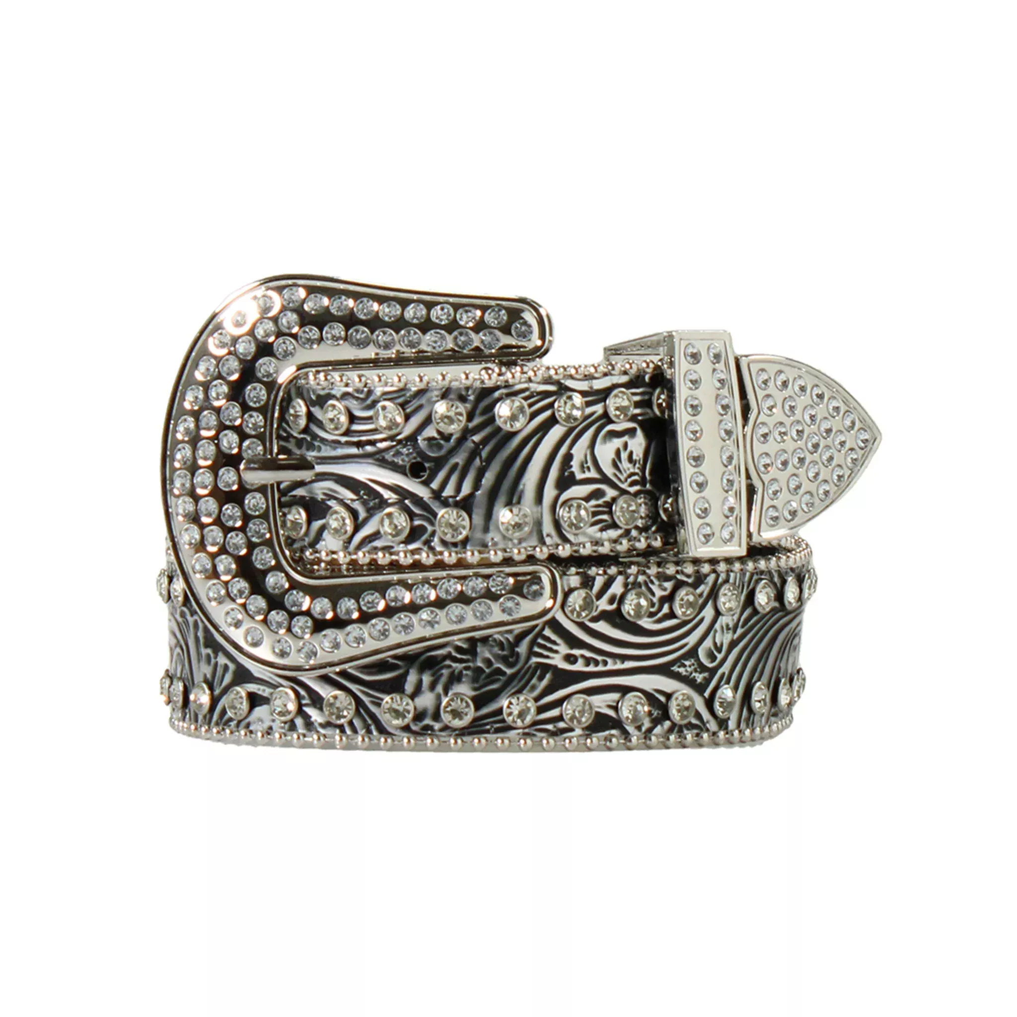 Nocona Girl's Black and Silver Crystal Belt - N4443065