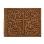 Nocona Mens Large Bifold Style Wallet Cross Scrolls Embossed