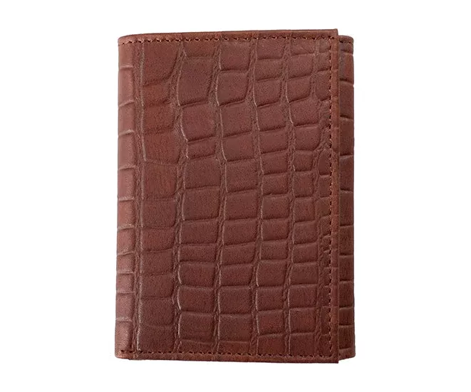 Nocona Trifold Wallet Croco Print Brown