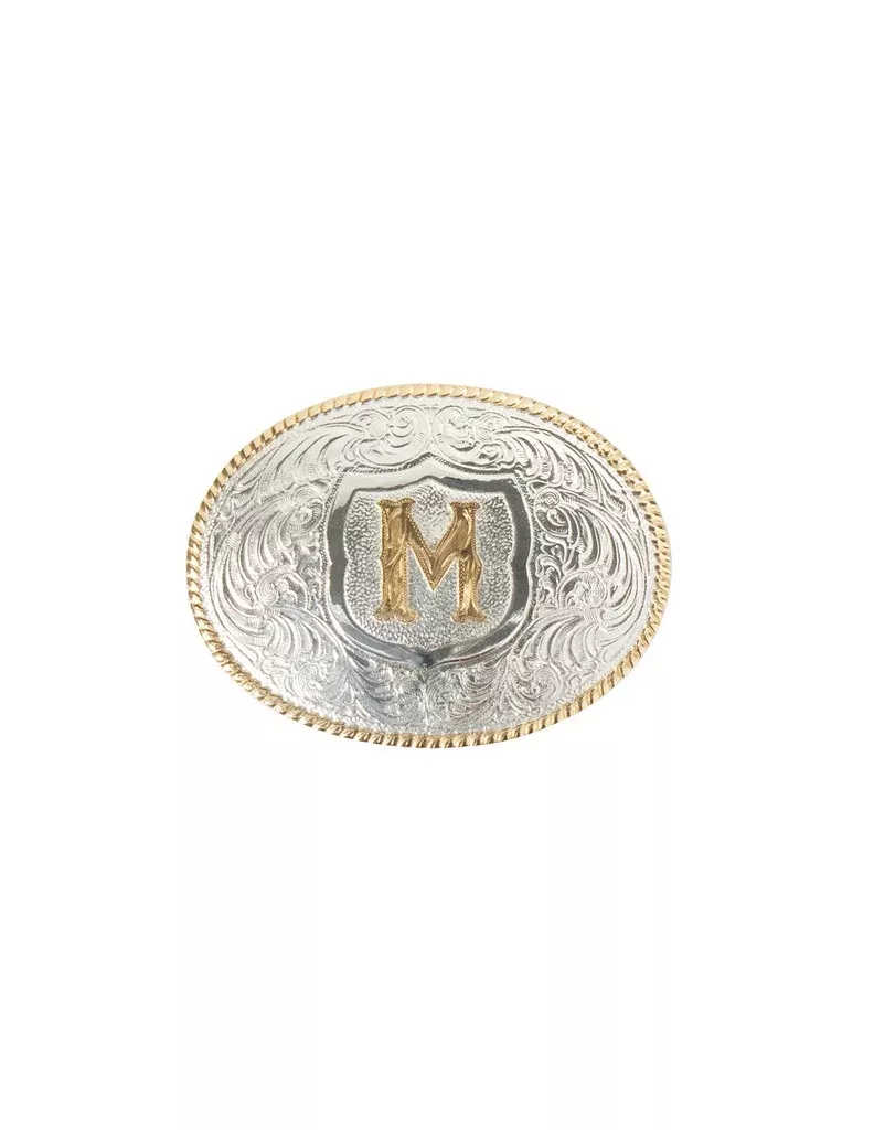 OVAL ROPE EDGE INITIAL (M) BELT BUCKLE