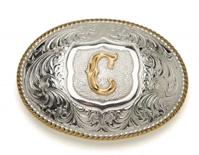 OVALROPE EDGE INITIAL (C) BELT BUCKLE