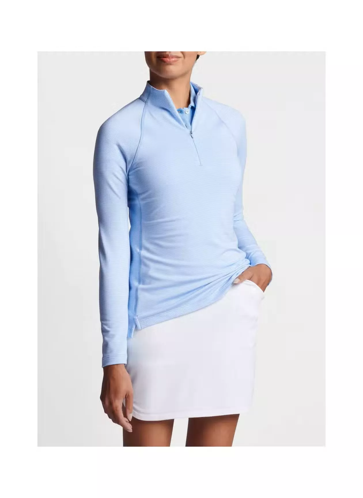 Peter Millar Womens Sugar Stripe Raglan Perth Quarter-Zip