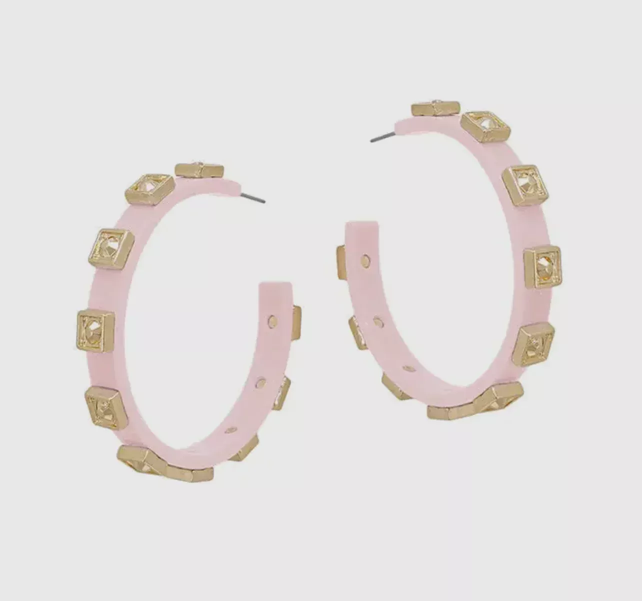 Pink Hoop with Gold Studs