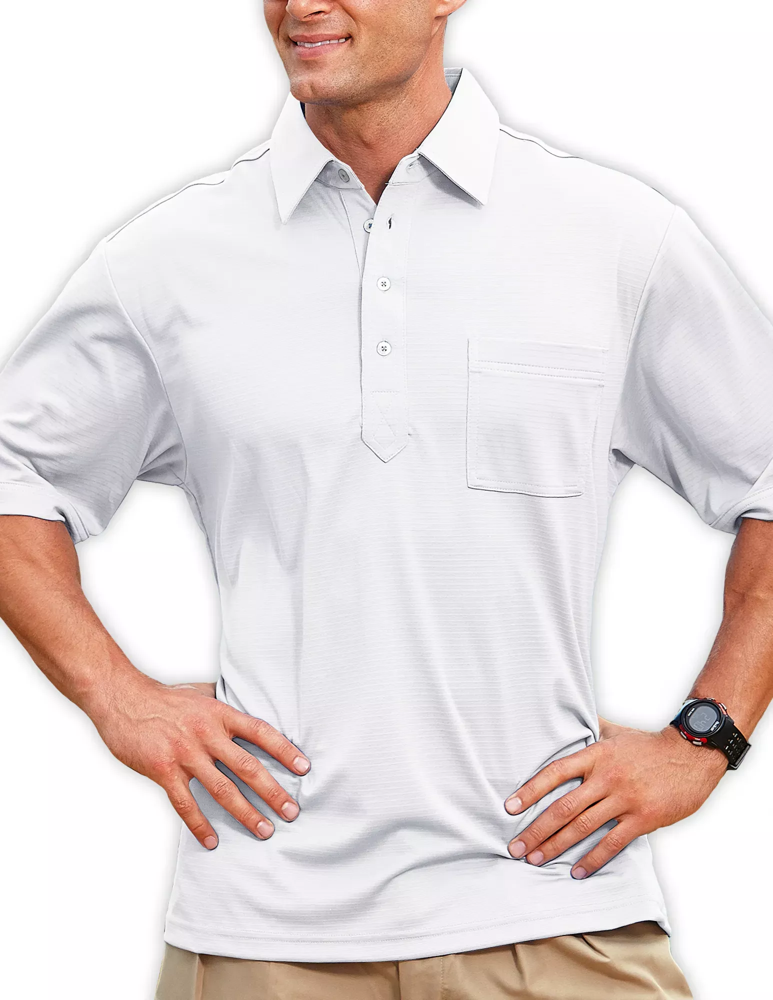 Pro Celebrity 102 Men's Polo, White, Large (Clearance)