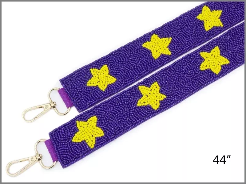 PURPLE AND GOLD STAR PURSE STRAP