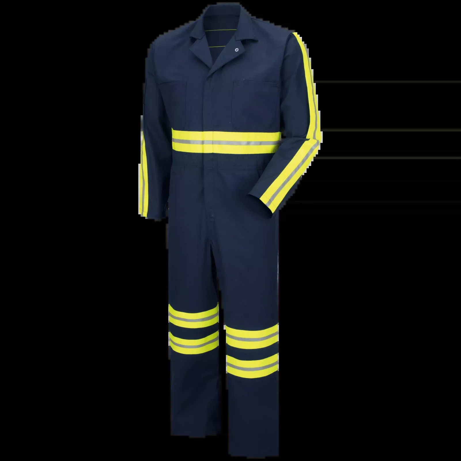 Red Kap Enhanced Visibility Twill Action Back Coverall-Navy w/ Yellow Visibility Trim