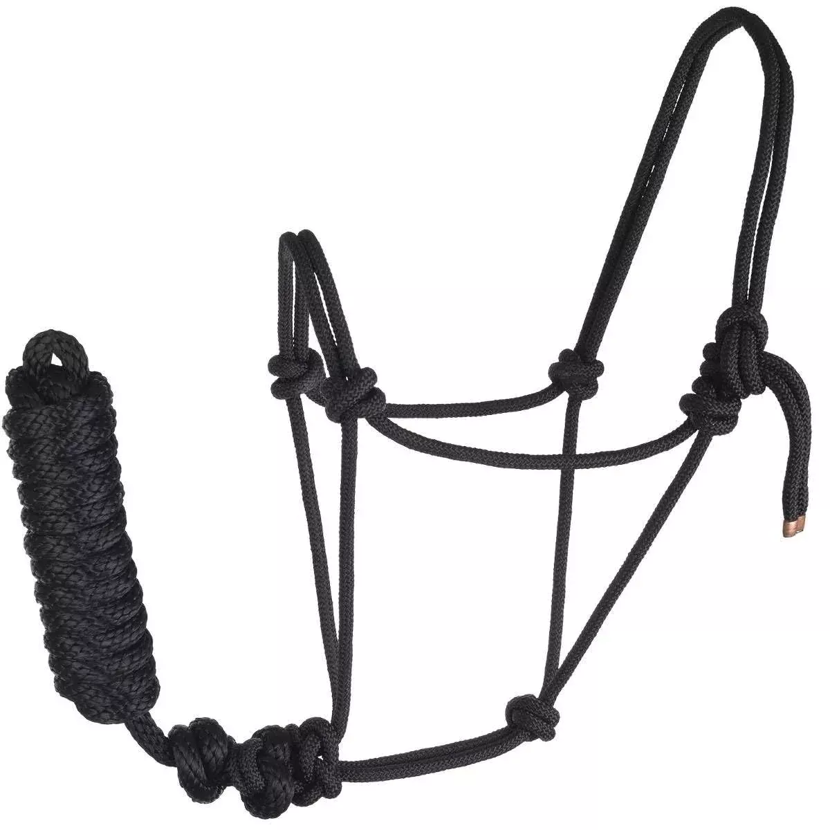ROPE HALTER BLK WITH LEAD