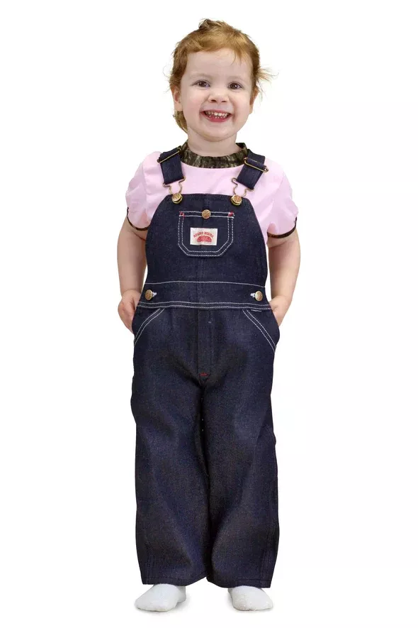 Round House #7 Kid's Blue Dark Washed Denim Bib Overalls