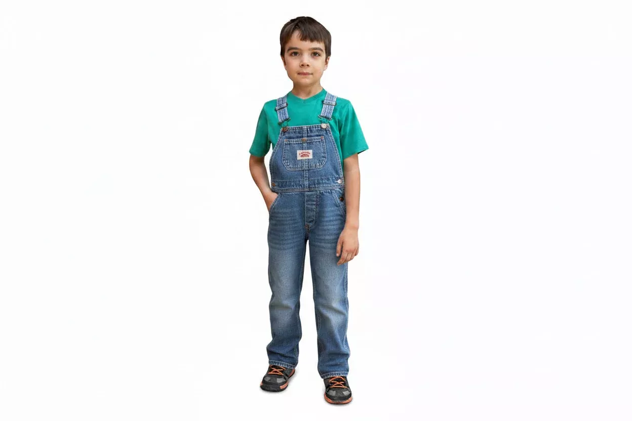 Round House #9 Youth Blue Denim Medium Washed Bib Overalls