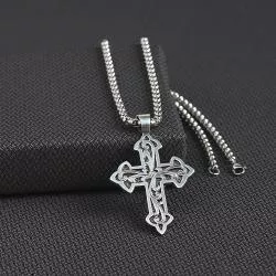 Silver Strike Mens Necklace 24" Filigree Cross Silver