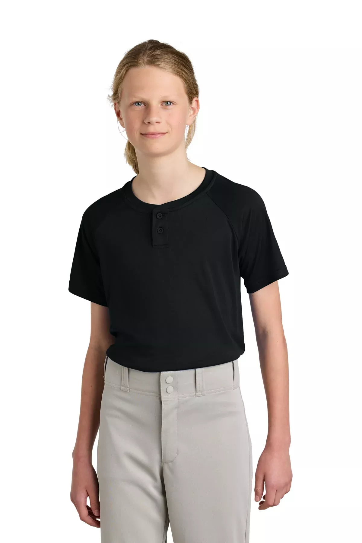 Sport-Tek YST359 Youth PosiCharge Competitor 2-Button Henley