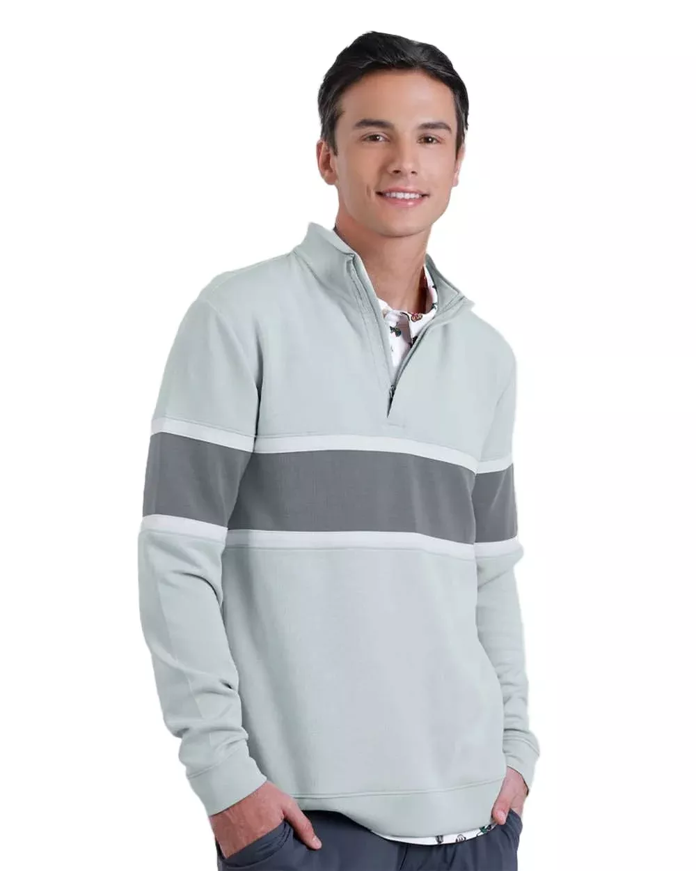 Swannies Golf - Men's Owen Quarter-Zip Colorblock Pullover