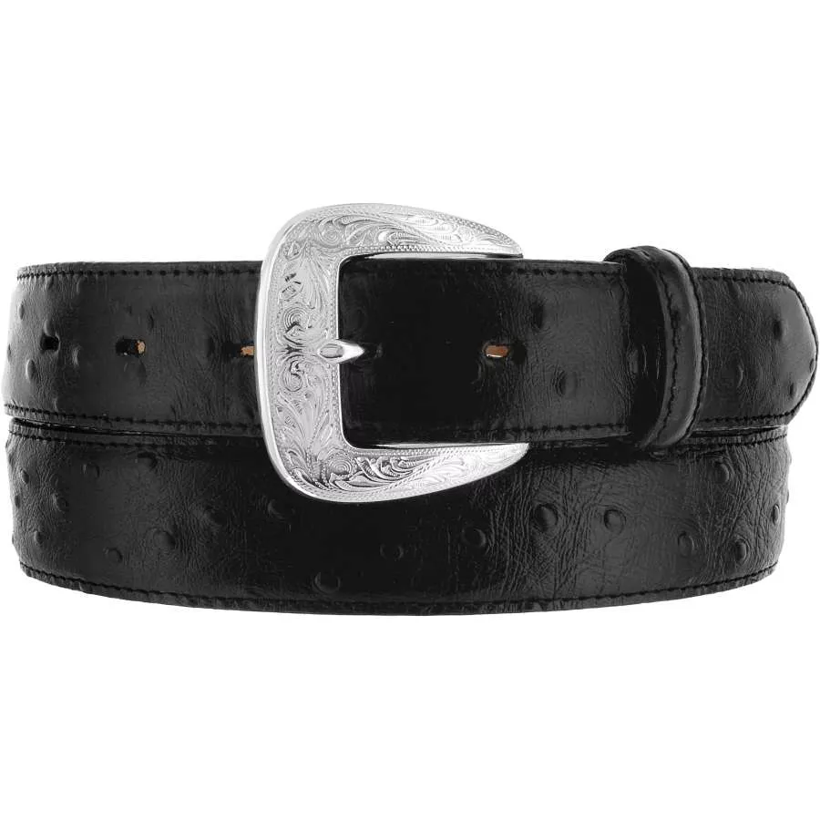 Tony Lama Men's Black Ostrich Print Belt - 1373L