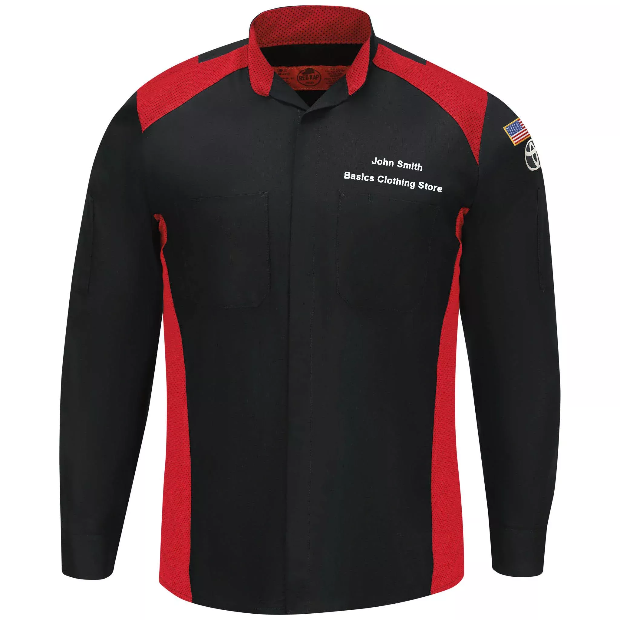 Toyota Long Sleeve Ripstop Technician Shirt - Black with Red Mesh Accents- SY14TT