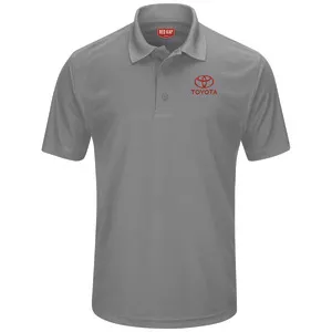 Toyota Men's Short Sleeve Performance Knit Pocketless Core Polo - Toyota Logo - Grey - 5526GY
