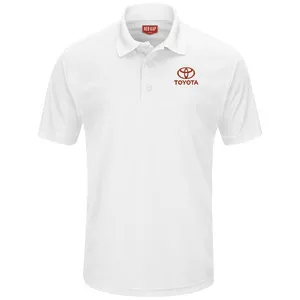 Toyota Men's Short Sleeve Performance Knit Pocketless Core Polo - Toyota Logo - White -5522WH