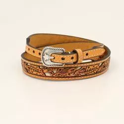 Twister Hatband Floral Tooled Underlay White