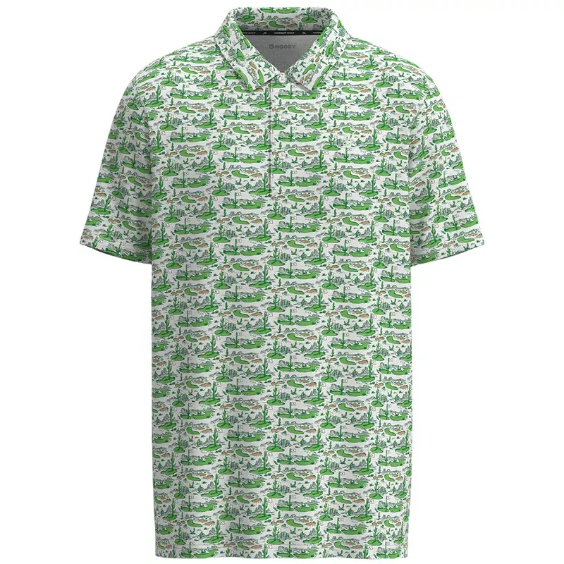 "The Weekender" Polo White/Green Hooey Hills Print