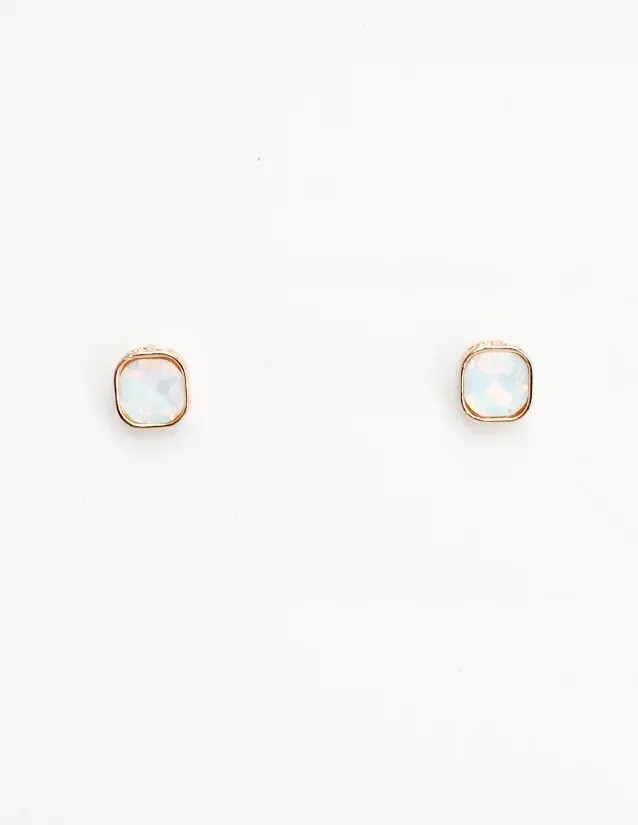 White AB stone Square Stud Earring