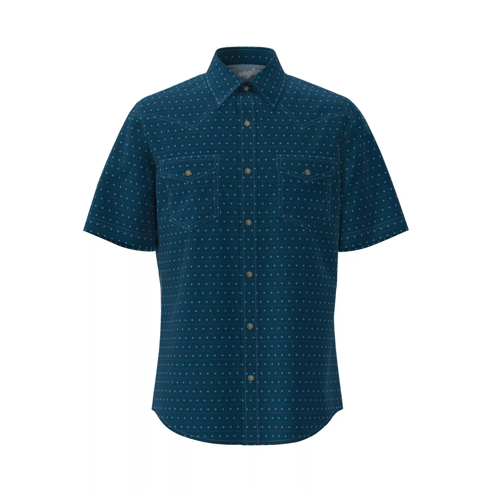 Wrangler 20X Competition Advanced Comfort Short Sleeve Shirt - Classic Fit - Navy/Turquoise