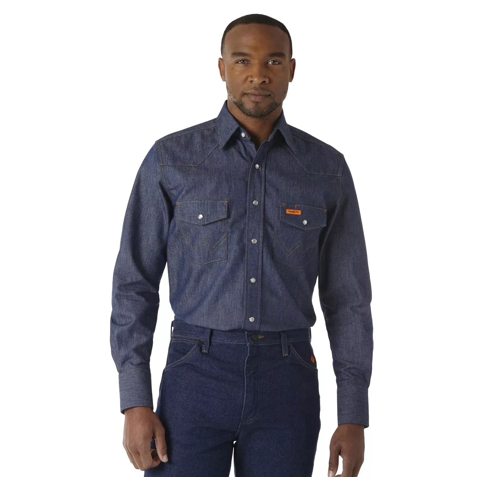 Wrangler FR Flame-Resistant Long Sleeve Denim Work Shirt - Indigo - FR12127
