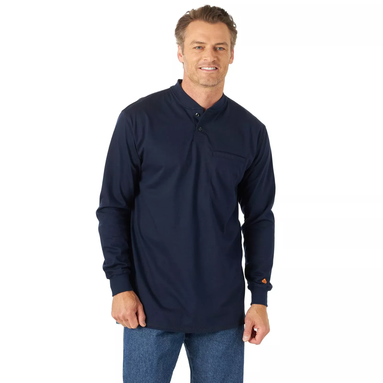 Wrangler FR Flame-Resistant Long Sleeve Lightweight Henley - Navy - FR3W7NY