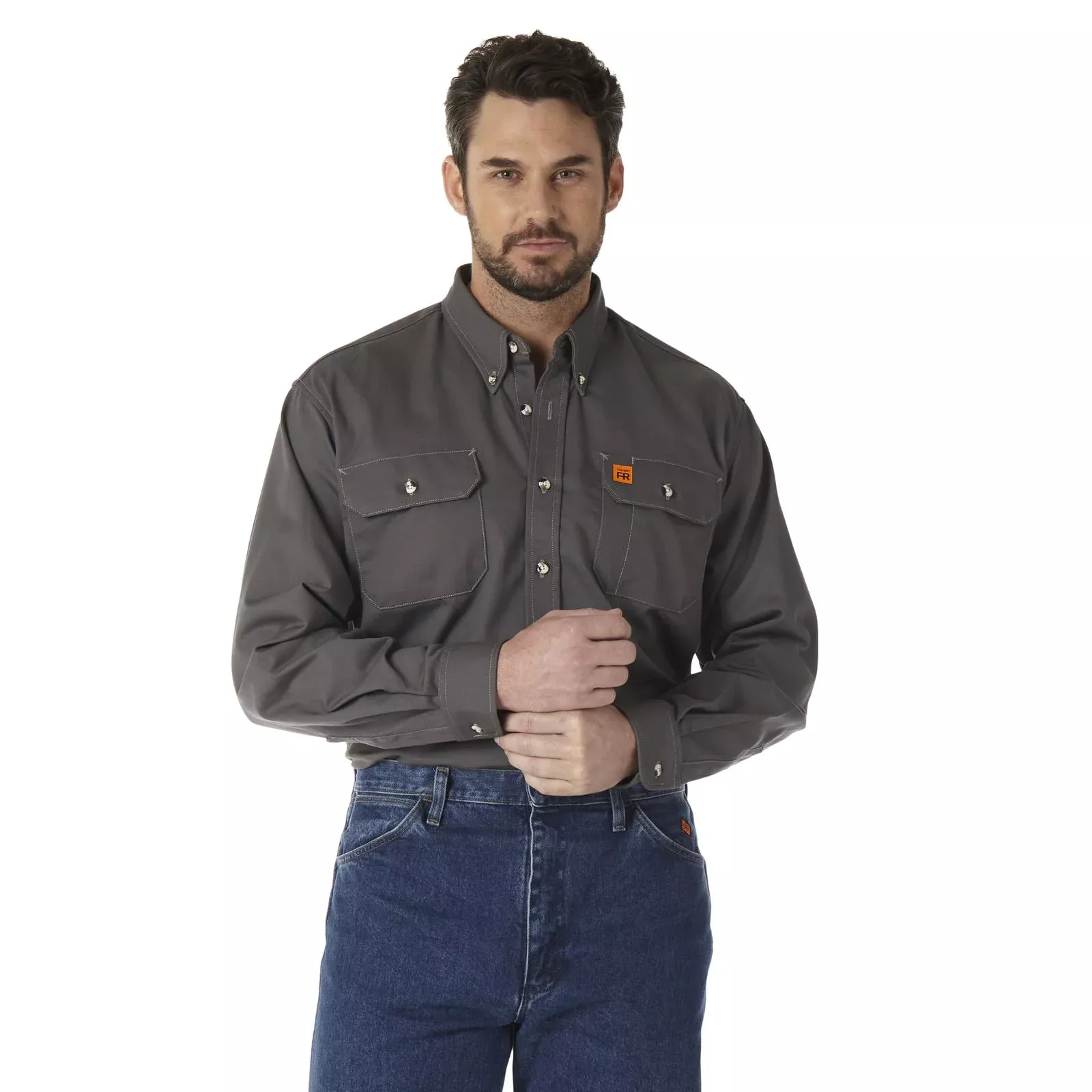 Wrangler FR Flame-Resistant Riggs Work Shirt - Slate Grey - FR3W5GY