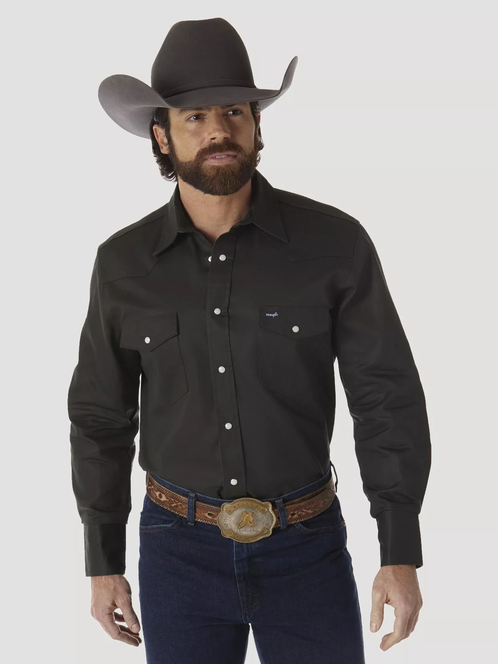 Wrangler Men's Authentic Cowboy Cut Work Shirt - Black Forest Green - MS70519