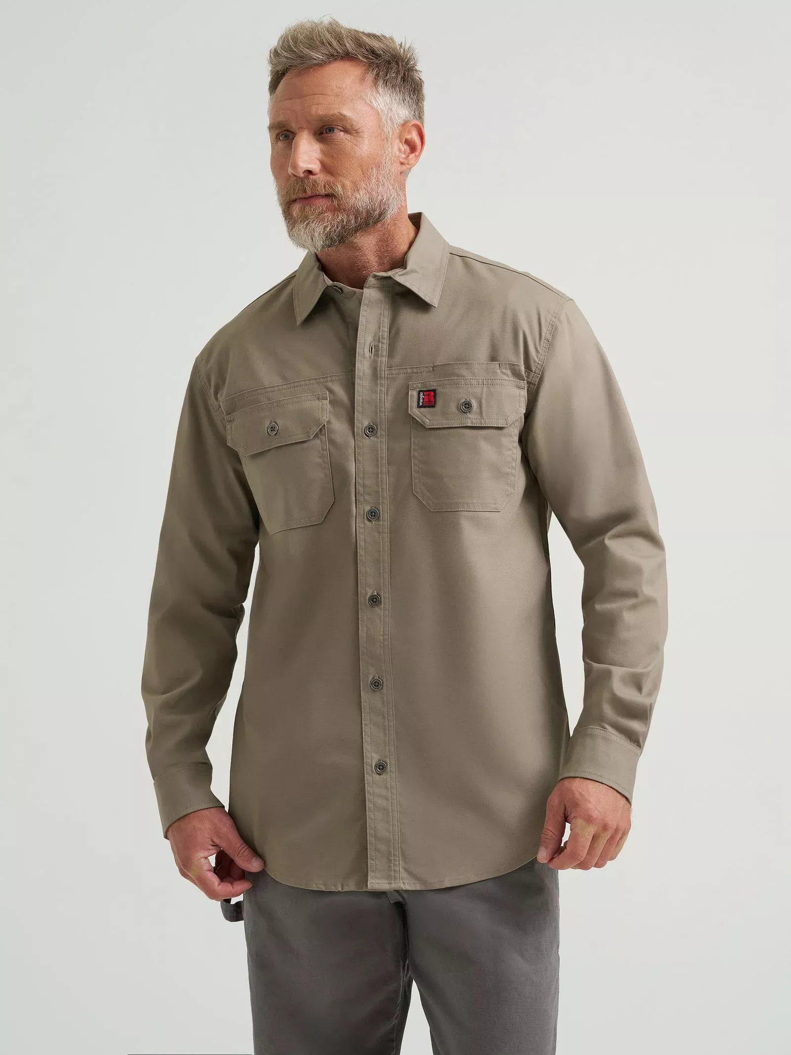 Wrangler RIGGS WORKWEAR Advanced Comfort Work Long Sleeve Shirt - Dark Khaki - 112367203