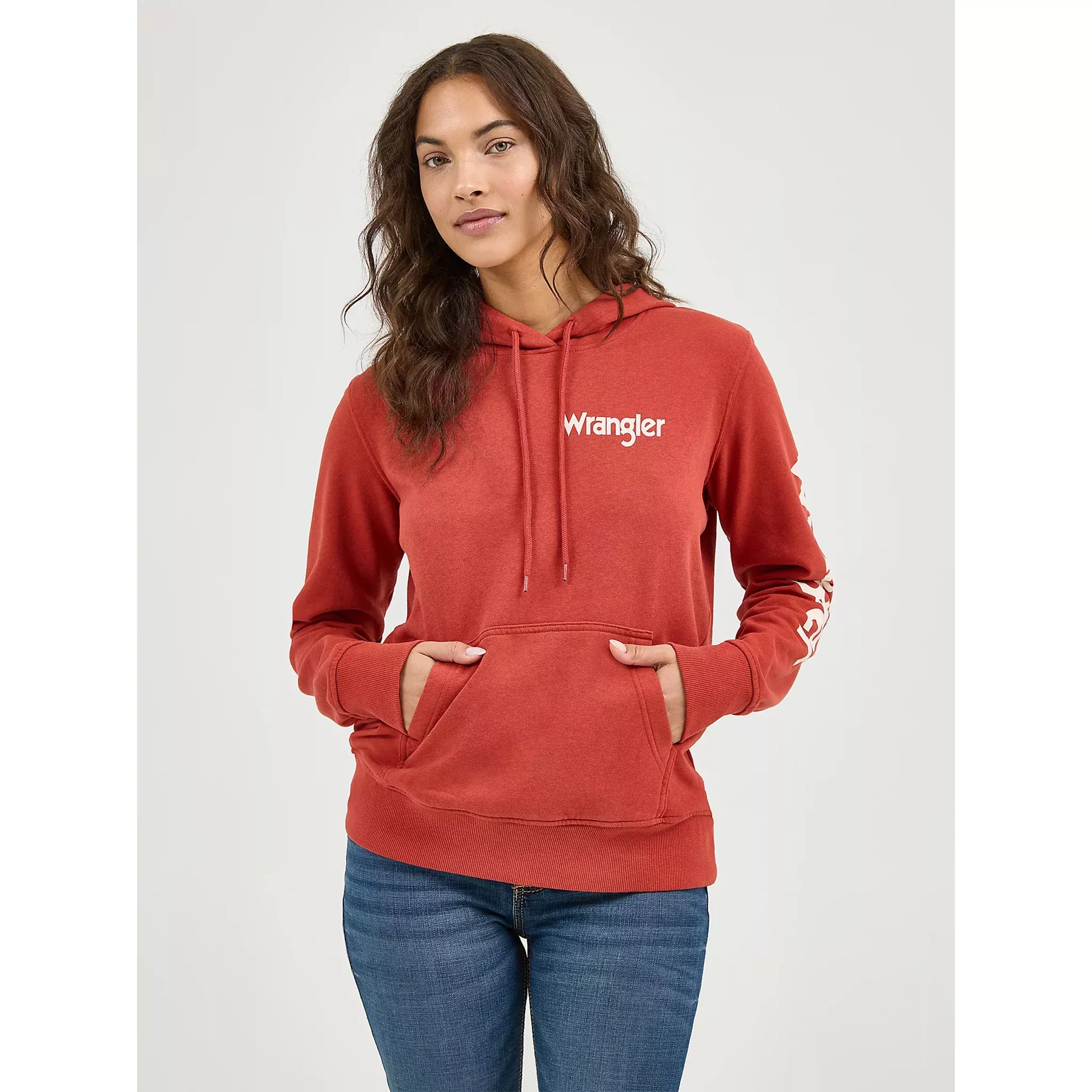 Wrangler Women's Retro Logo Arm Pullover Hoodie - Rust - 112317302