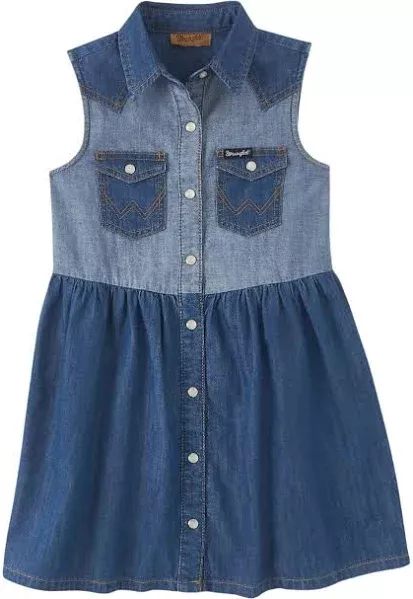 WRG GIRLS SLVLS DENIM DRESS SNAP