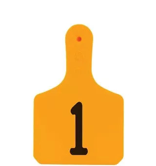 Y-TAGS™ 1-PIECE EAR TAG LASER CALF NUMBERED 1-25 ORANGE 25/PKG