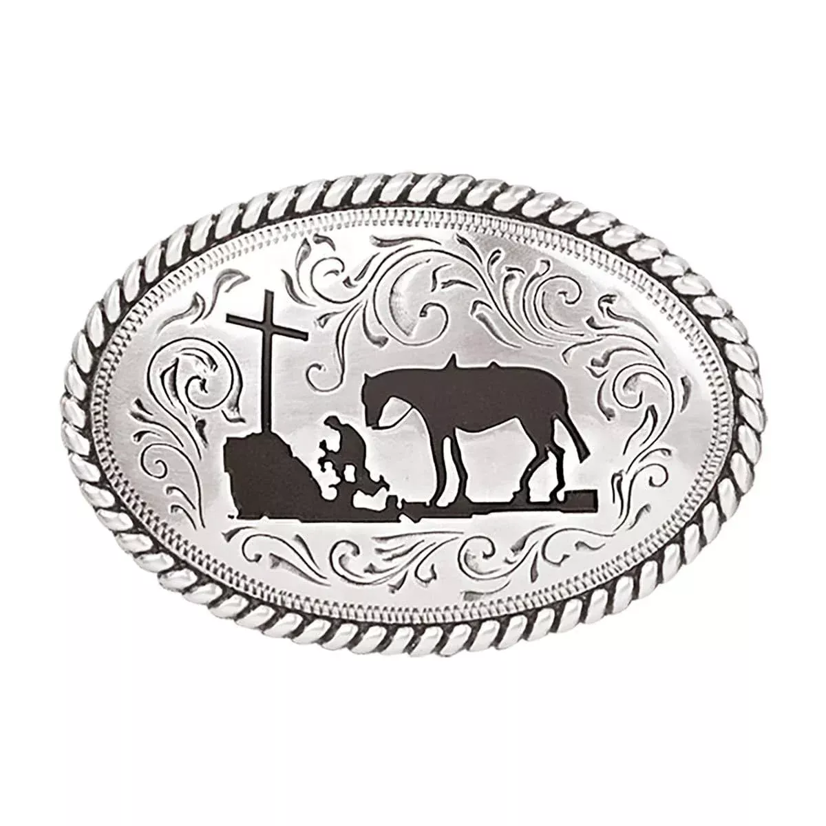 YOU OVAL ROPE EDGE COWBOY BELT BUCKLE